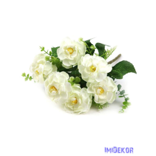  Gardénia selyem csokor 40cm - Fehér dekorációs kellék