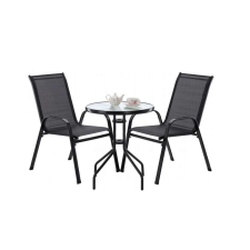 GardenLine Erkélybútor szett asztallal, székekkel, fekete kerti bútor