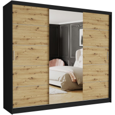 Gardróbszekrény Norvio I. 250x218x60 cm, fekete - artisan bútor