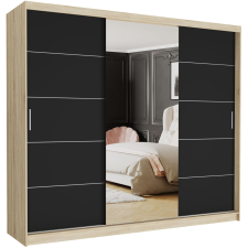  Gardróbszekrény Norvio I. 250x218x60 cm, sonoma - fekete bútor