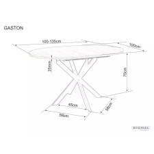  Gaston - Artisan Tölgy Bővíthető Étkezőasztal - Fekete Pókláb bútor