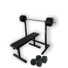 GazoFitness®Állvány + Pad + Hardcore Csomag /Össz 57 Kg / súlyzórúd