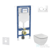 Geberit Duofix falra szerelhető WC szett, Ideal Standard Tesi Aquablade WC soft close ülőkével, Geberit Sigma 20 fényes fehér/króm nyomólappal SANI11CD3137
