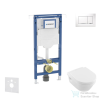 Geberit Duofix falra szerelhető WC szett, Villeroy &amp; Boch Omnia Architectura Directflush CeramicPlus WC soft close ülőkével, Geberit Sigma 30 fehér/króm nyomólappal SANI11CK3105