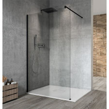 Gelco VARIO BLACK Fix zuhanyfal, fali profillal, merőleges merevítő nélkül, transzparent üveg, 1300mm kád, zuhanykabin