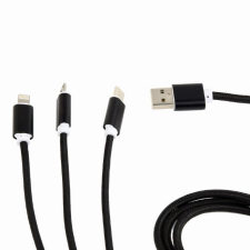 Gembird 3az1-ben USB-A - Lightning/microUSB/USB-C töltőkábel 1m fekete (CC-USB2-AM31-1M) kábel és adapter