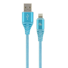 Gembird 8-pin - USB-A adat- és töltőkábel 1m türkizkék-fehér (CC-USB2B-AMLM-1M-VW) kábel és adapter