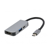 Gembird A-CM-COMBO3-02 USB Type-C 3-in-1 Multi-Port Adapter Silver laptop kellék