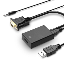 Gembird adapter VGA(M) -> HDMI(F), black kábel és adapter