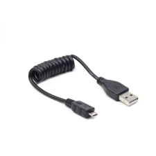 Gembird CC-MUSB2C-AMBM-0.6M coiled microUSB cable 0, 6m Black kábel és adapter