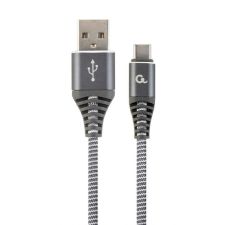 Gembird CC-USB2B-AMCM-1M-WB2 Premium cotton braided Type-C USB charging and data cable 1m Space grey/White kábel és adapter