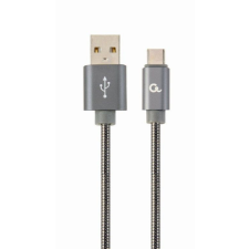 Gembird CC-USB2S-AMCM-1M-BG Premium spiral metal Type-C USB charging and data cable 1m Metallic Grey kábel és adapter