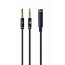 Gembird CCA-418M 3.5 mm 4-pin socket to 2 x 3.5 mm stereo plug adapter cable 0, 2 m Black kábel és adapter