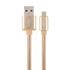 Gembird Cotton braided Micro-USB cable with metal connectors 1, 8m Gold kábel és adapter