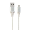  Gembird Premium Cotton Braided Micro-USB Cable 2m Silver/White