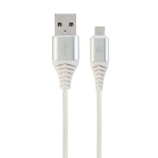  Gembird Premium Cotton Braided Micro-USB Cable 2m Silver/White kábel és adapter