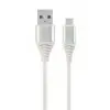 Gembird Premium Cotton Braided Micro-USB Cable 2m Silver/White (CC-USB2B-AMMBM-2M-BW2)