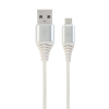 Gembird Premium USB apa - MicroUSB apa Adat- és töltőkábel 1m - Ezüst/Fehér