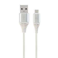 Gembird Premium USB apa - MicroUSB apa Adat- és töltőkábel 1m - Ezüst/Fehér kábel és adapter