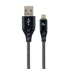 Gembird Premium USB apa - MicroUSB apa Adat- és töltőkábel 2m - Fekete/Fehér kábel és adapter
