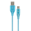 Gembird USB 2.0 A -> USB-C M/M adatkábel 1m kék-fehér szövet borítás (CC-USB2B-AMCM-1M-VW) (CC-USB2B-AMCM-1M-VW)