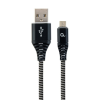 Gembird USB micro-B - USB Type-A szövet borítású adat- és töltőkábel 2m fekete (CC-USB2B-AMmBM-2M-BW) (CC-USB2B-AMmBM-2M-BW)