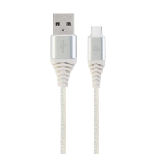 Gembird USB type-C - USB Type-A szövet borítású adat- és töltőkábel 2m fehér-ezüst (CC-USB2B-AMCM-2M-BW2) (CC-USB2B-AMCM-2M-BW2) mobiltelefon kellék