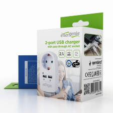 Gembrid Gembird hálózati töltő 2xusb aljzattal 2100ma (eg-acu2-02) hosszabbító, elosztó
