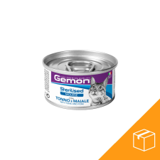 Gemon Mousse Sterilised Macskaeledel (Tonhal és Sertés) - 24x85 g macskaeledel