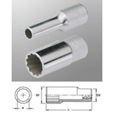 GENIUS TOOLS Dugókulcs - crowafej 1/2" 12 szög hosszú 20 mm Genius dugókulcs