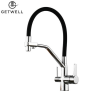 GetWell Pelikan-S, két karos, 3 utas, kihúzható zuhanyfejes Konyhai Csap Víztisztítókhoz Króm színben