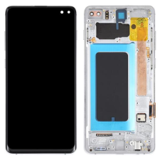 GH82-18849J Samsung Galaxy S10 Plus ezüst LCD kijelző érintővel kerettel előlap mobiltelefon, tablet alkatrész