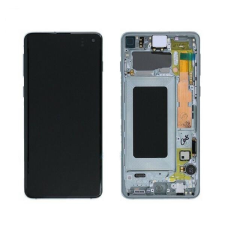  GH82-18850A Samsung Galaxy S10 kék OEM OLED kijelző érintővel kerettel, előlap mobiltelefon, tablet alkatrész