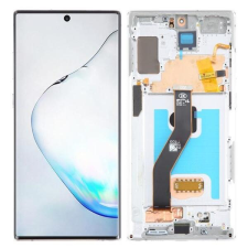  GH82-20900D Samsung Galaxy Note10 Plus OLED kijelző érintővel Ezüst kerettel előlap mobiltelefon, tablet alkatrész