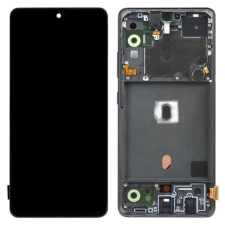 GH82-23124A Samsung Galaxy A51 5G OLED kijelző érintővel fekete kerettel előlap mobiltelefon, tablet alkatrész
