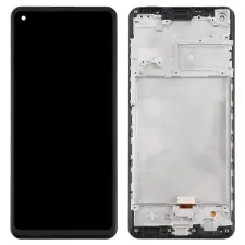  GH82-24641A Samsung Galaxy A21s LCD kijelző érintővel fekete kerettel előlap mobiltelefon, tablet alkatrész