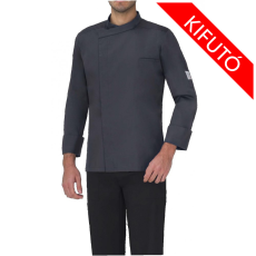 Giblor's Szakácskabát - fekete, patentos, LUXSATIN -ból