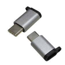 Gigapack Adapter (microUSB - Type-C, töltéshez, adatátvitel) EZÜST kábel és adapter
