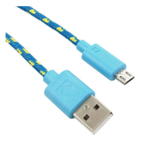 Gigapack Adatkábel és töltő (USB - microUSB, 200cm, szőtt / cipőfűző minta) KÉK kábel és adapter