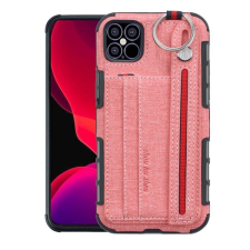 Gigapack Apple iPhone 12 mini szilikon telefonvédő (közepesen ütésálló, bankkártya tartó, kézpánt) rózsaszín tok és táska