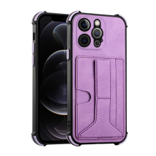 Gigapack Apple iPhone 12 Pro szilikon telefonvédő (közepesen ütésálló, bankkártya tartó + kézpánt) lila tok és táska