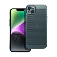 Gigapack Apple iPhone 14 Plus műanyag telefonvédő (légáteresztő, lyukacsos minta, kamera védelem) sötétzöld tok és táska