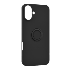 Gigapack Apple iPhone 16 szilikon telefonvédő (tartógyűrű, mikrofiber plüss belső, mágneses, kameravédő) fekete mobiltelefon kellék
