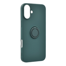 Gigapack Apple iPhone 16 szilikon telefonvédő (tartógyűrű, mikrofiber plüss belső, mágneses, kameravédő) sötétzöld mobiltelefon kellék