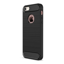 Gigapack Apple iPhone SE (2016) Szilikon telefonvédő  (légpárnás sarok, szálcsiszolt, karbon minta, fekete) tok és táska
