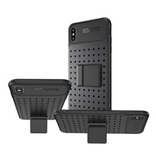 Gigapack Apple iPhone XS Max műanyag telefonvédő (lyukacsos minta, levehető asztali tartó, fekete) tok és táska