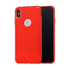 Gigapack Apple iPhone XS Max Szilikon telefonvédő (közepesen ütésálló, karbon minta, logo kivágás, piros) tok és táska
