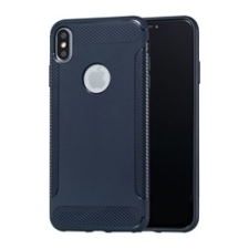 Gigapack Apple iPhone XS Max Szilikon telefonvédő (közepesen ütésálló, karbon minta, logo kivágás, sötétkék) tok és táska