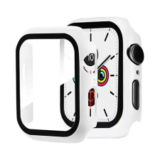 Gigapack Apple Watch Series 7 41mm műanyag keret (bumper, ütésálló + kijelzővédő üveg) fehér okosóra kellék