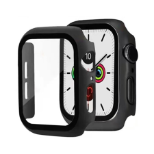 Gigapack Apple Watch Series 7 41mm műanyag keret (bumper, ütésálló + kijelzővédő üveg) fekete okosóra kellék